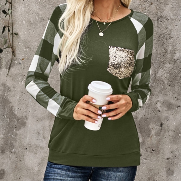 💜 New Plaid Sleeve Top - Picture 4 of 7